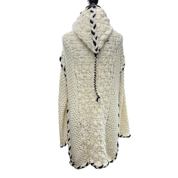 Smythe x Augden Sweater Size XS Long Oversized Open Knit Crochet Alpaca Wool - Picture 8 of 14